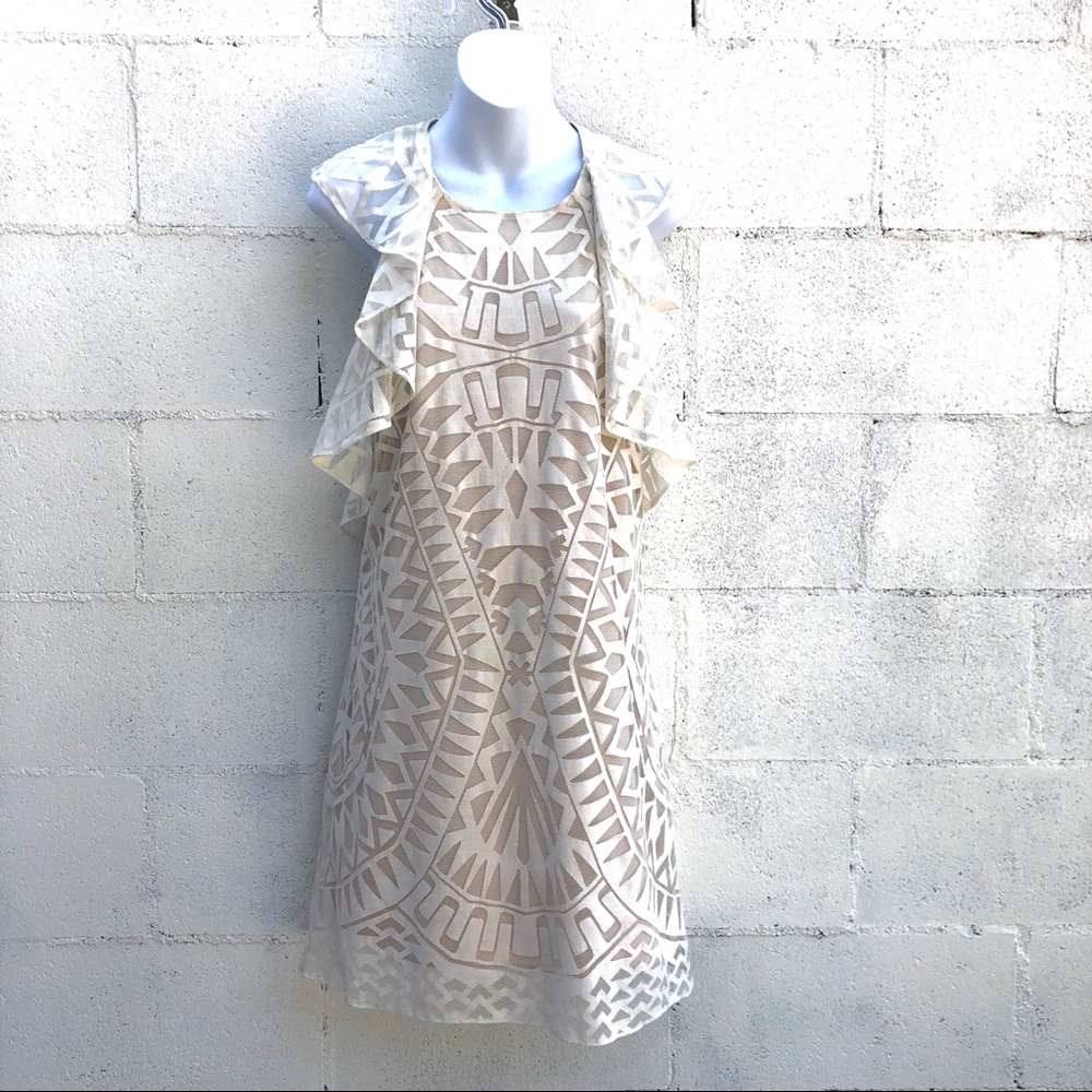 White BcbgMaxazria Jenni ruffle Dress small